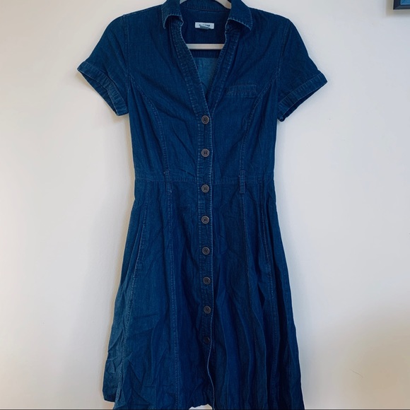 Denim button up dress with pockets - Picture 1 of 4